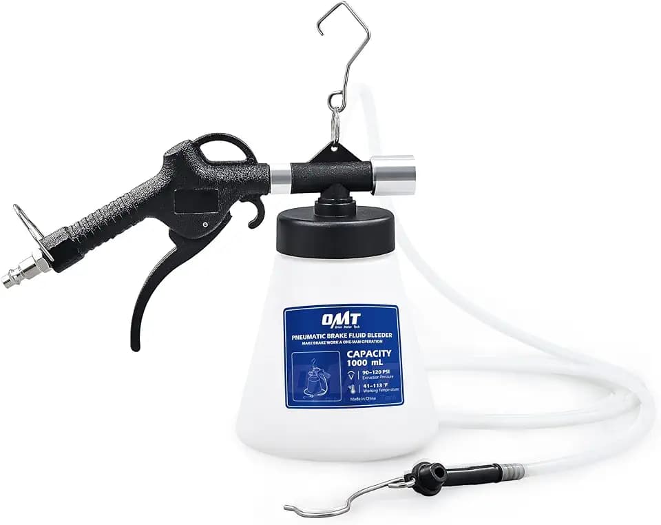 OMT Pneumatic Vacuum Brake Bleeder, 1.06qt Fluid Extractor & 8 Adapters