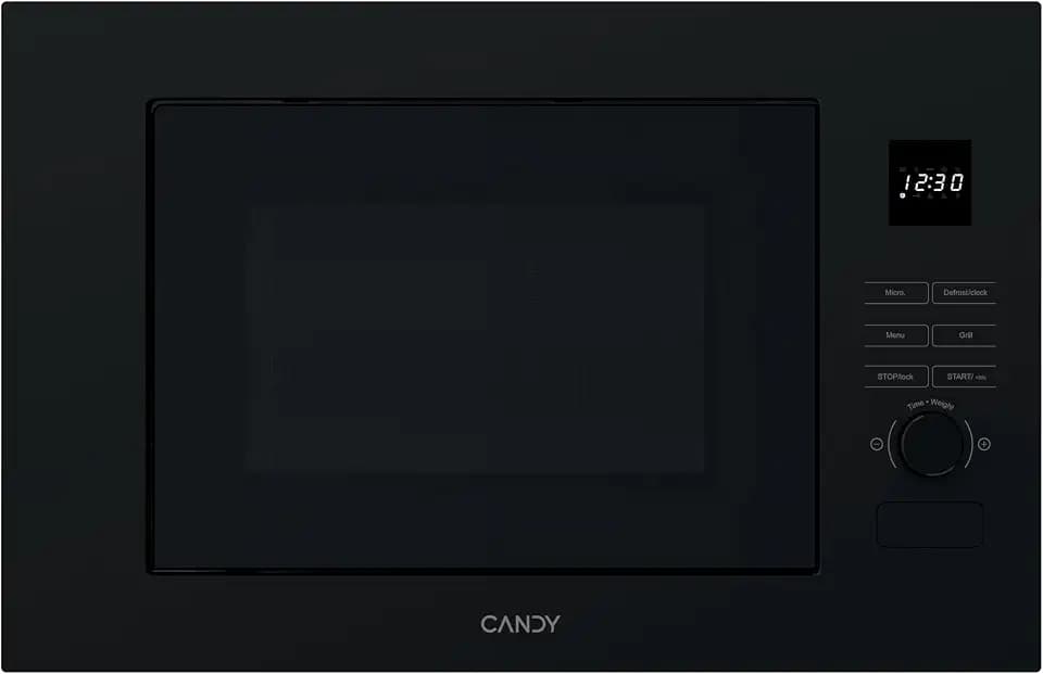 Candy CA38FL7N20WXB Mikrowelle mit Grill, 20 l, 750 W - 1000 W, Drehregler und Tasten, 8 Autos, Kindersicherung, Teller 27 cm, digitales Display, Auftauen, Öffnung links, Edelstahl