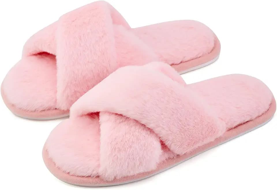 ANLUKE Women's Fuzzy Open Toe House Slippers with Memory Foam