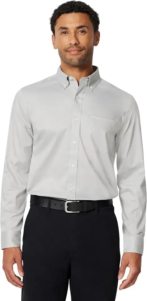 Amazon Essentials Men's Regular Fit Stretch Wrinkle Free Button Down Collar Dress Shirt