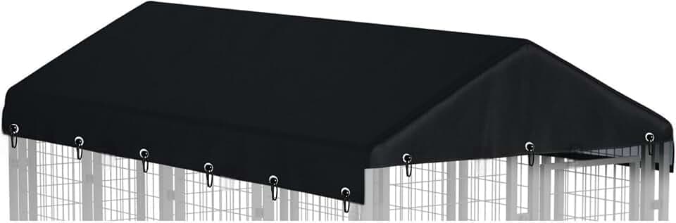 Outdoor Dog Kennel Cover 5'W x 10'L - Black Replacement Covers