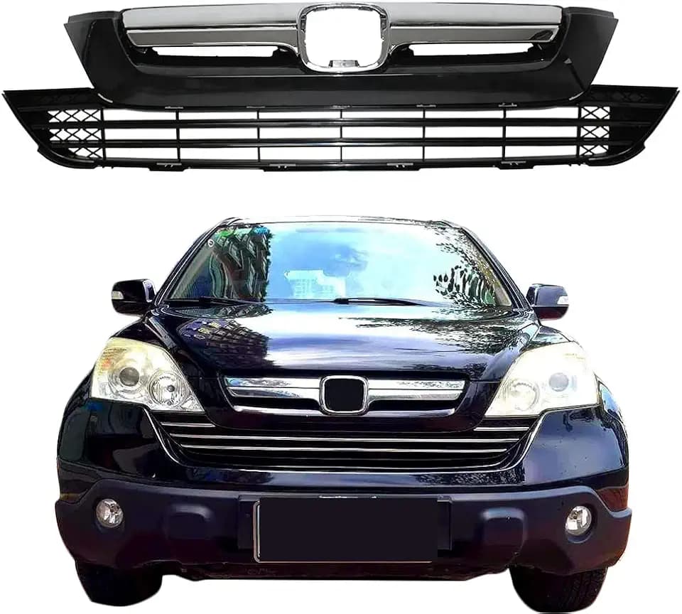For 2007-2009 Honda CRV Front Upper & Lower Bumper Grille Chrome Grill