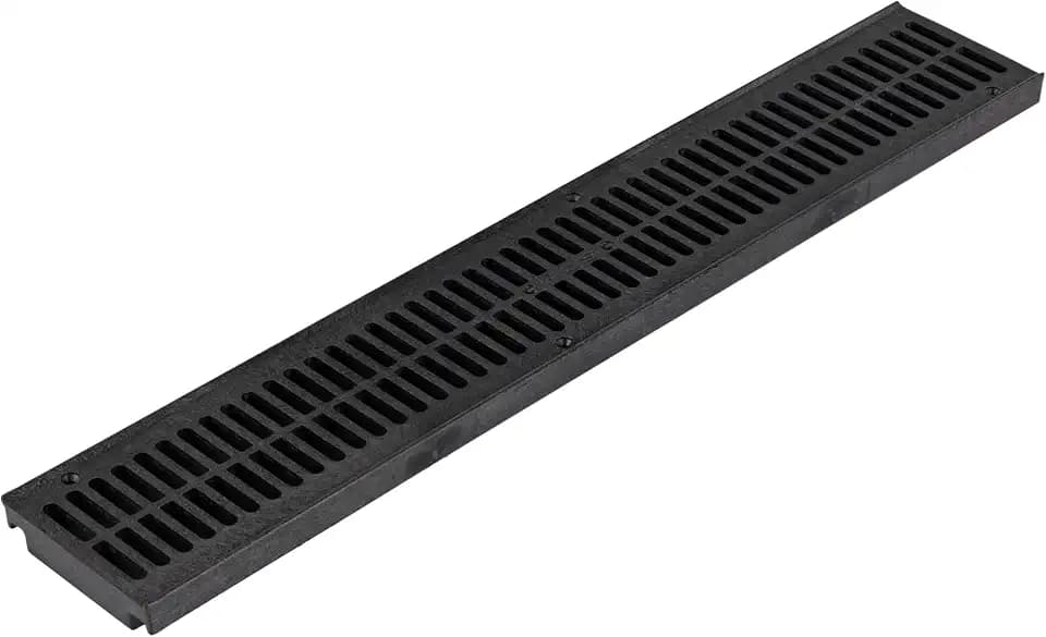 NDS 243-1 Spee-D Channel Drain Grate, 4-1/8-Inch wide X 2-Feet long, for Driveways, Patios, Pool Decks and Commercial Areas, Plastic, Black