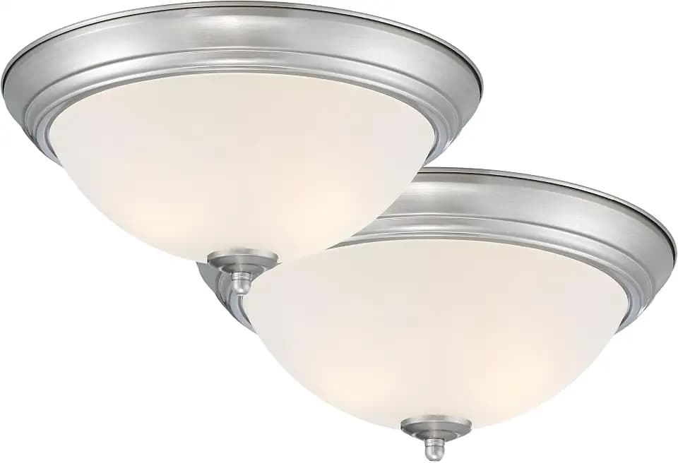 Designers Fountain Flush Mount Ceiling Light, 11 Inch Frosted Glass Lighting Fixture for Kitchen, Bedroom, Bathroom, and Hallway, LED Bulbs Not Included, Brushed Nickel