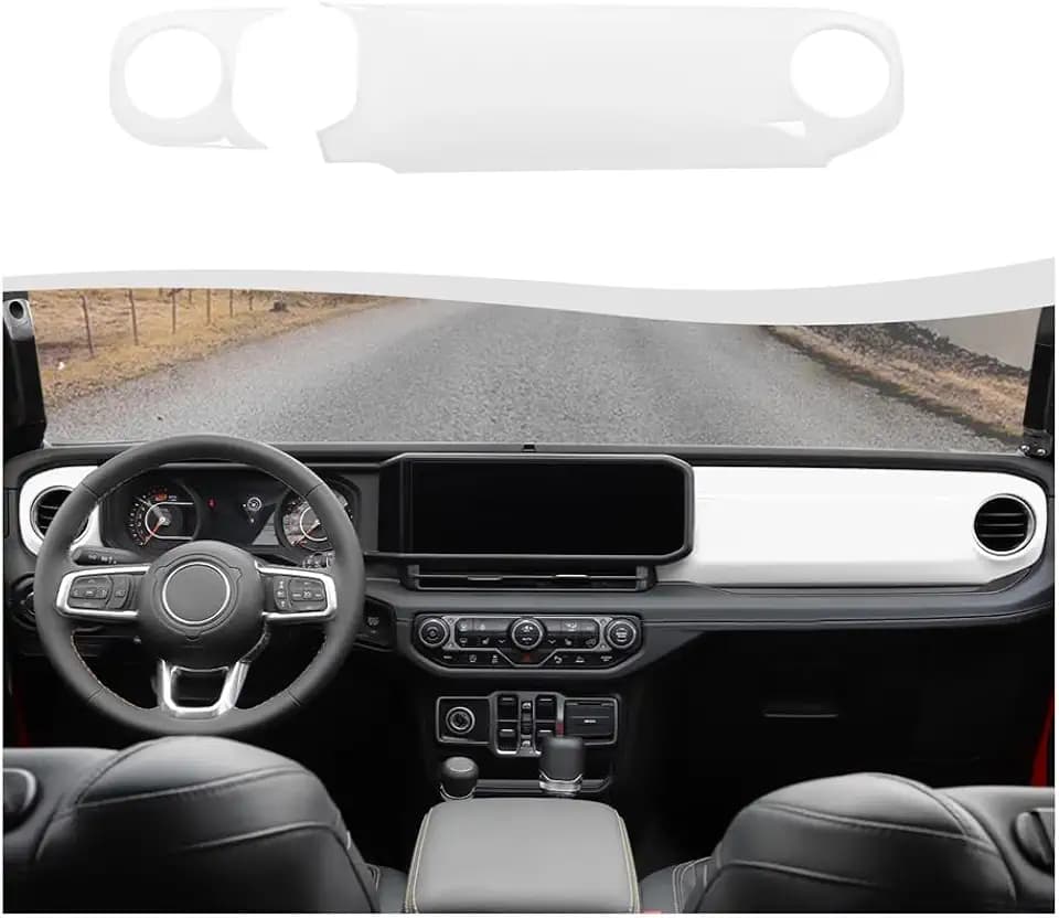 Center Console Dashboard Decorative Panel Trim Cover Kit Compatible with 2024-2026 Jeep Wrangler JL JLU & Jeep Gladiator JT(White)