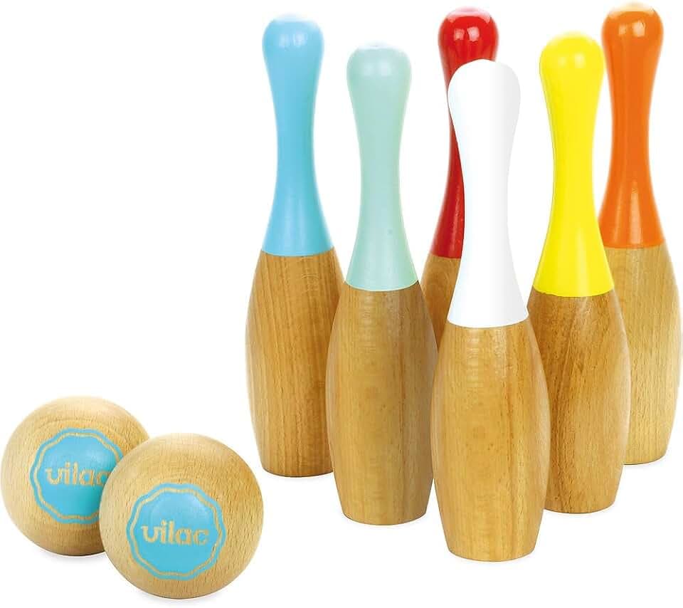 6 Bowlingkegel Zweifarbig Outdoor-Spiel für Kinder ab 3 Jahren