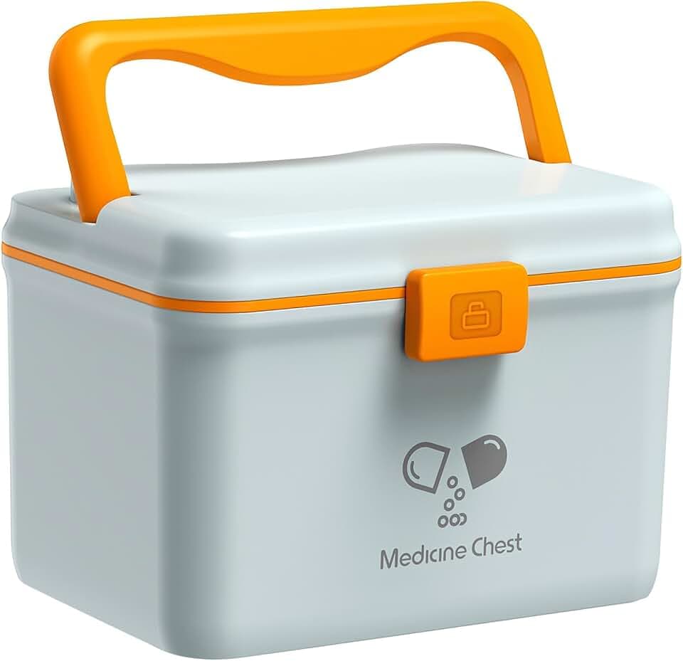 TUKA-i-AKUT 4,8L Medizinbox Zweilagig Portable mit Tragegriff, Medikamentenbox Hausapotheke Box Erste-Hilfe-Box Aufbewahrungsbox Tragbar, Multifunktionaler Medizinkoffer Outdoor Home, TKD6402 Blau
