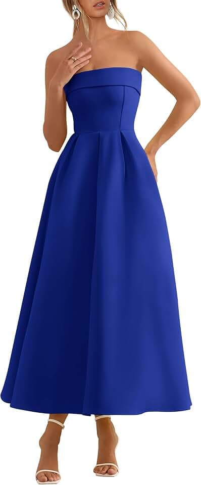 PRETTYGARDEN Cocktail Dresses for Women 2026 Summer Formal Elegant Tube Top Strapless Spring Wedding Guest Party Midi Dress