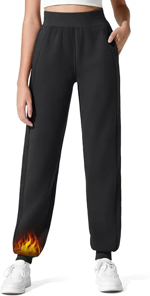 G4Free Flurrylux Jogginghose für Damen, mit Baumwollfleece gefüttert, elastische Taille, schmal zulaufendes Bein