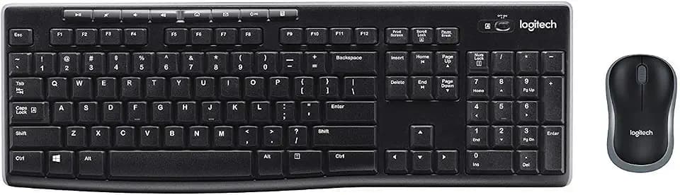 Logitech K270 Wireless Keyboard and M185 Wireless Mouse Combo — Keyboard and Mouse Included, Long Battery Life (Black with Mouse)