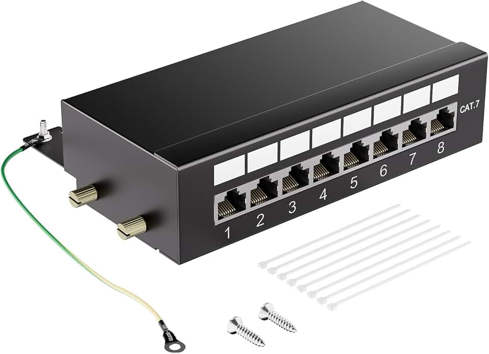 Geschirmtes 8 Port CAT7 Patchpanel Verteilerfeld, 10 Gbit/s