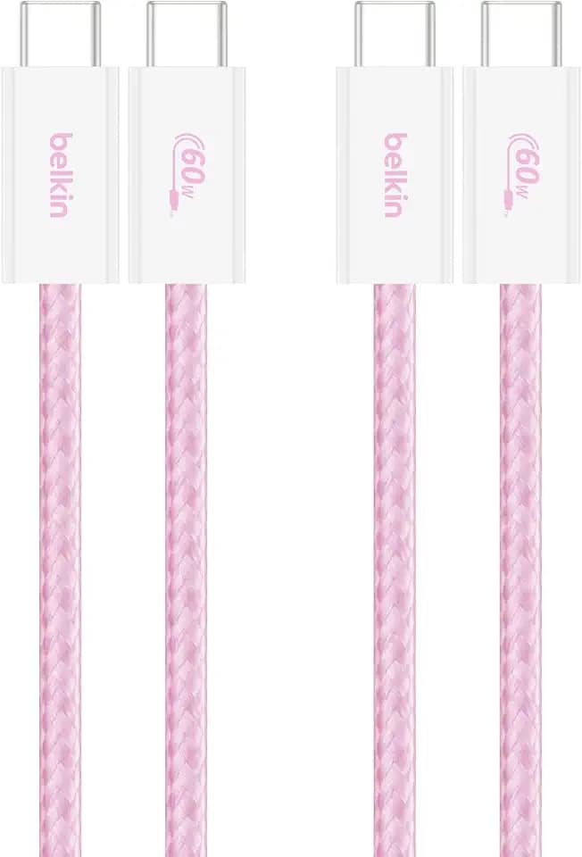 Belkin USB C to USB C 60W Braided Cable 2 Pack, 3.3ft iPhone Charger Cord