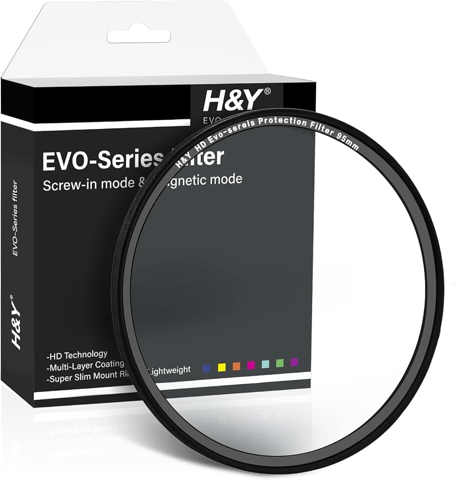 H&Y EVO UV-Filter, 95-mm-Objektivschutzfilter mit Doppelbefestigung (Schraub- und Magnetverschluss), 99,6% Lichtdurchlässigkeit, mehrfachvergütetes HD-Optikglas