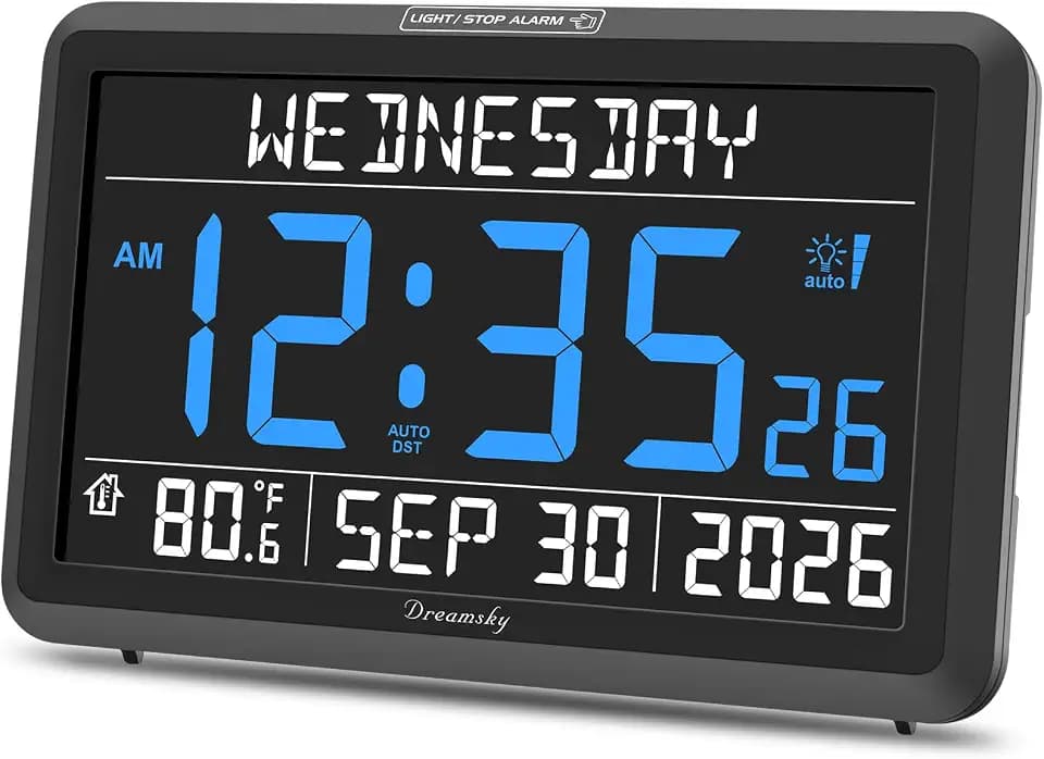 DreamSky Digital Clock with Date and Day of Week with Battery Backup