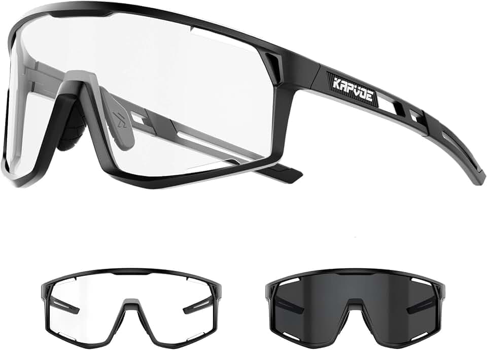 KAPVOE Photochromic Cycling Glasses Clear Mountain Bike Sunglasses K180