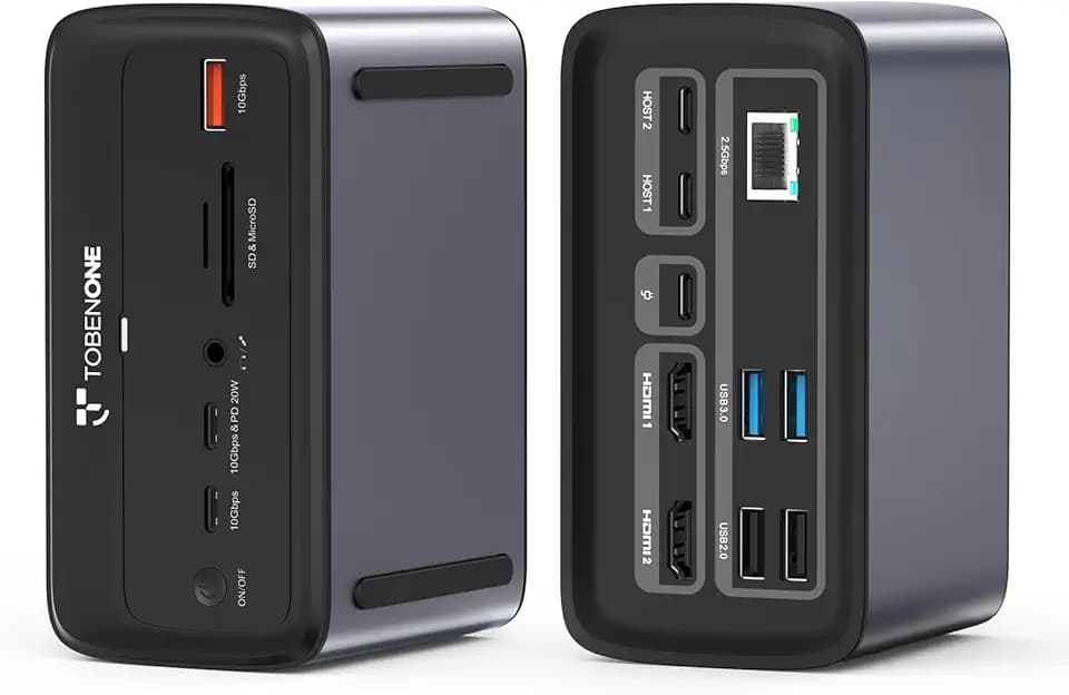 TobenONE MacBook Docking Station Dual 4K@60Hz,7USB,2.5Gbps Ethernet