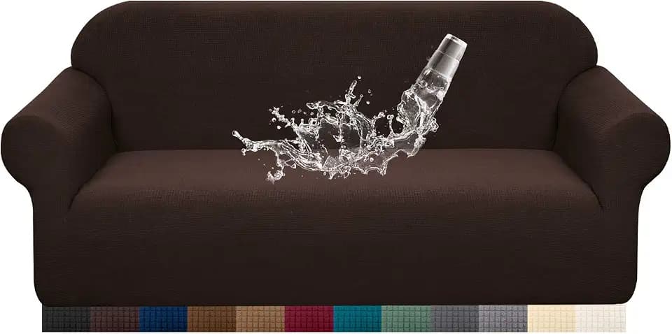 Granbest Premuim wasserabweisender Sofabezug für 4-Sitzer, hohe Dehnbarkeit, 1 Stück, Sofaschonbezug für Wohnzimmer, rutschfest, Jacquard, Couchbezug, maschinenwaschbar (4-Sitzer, Schokolade)