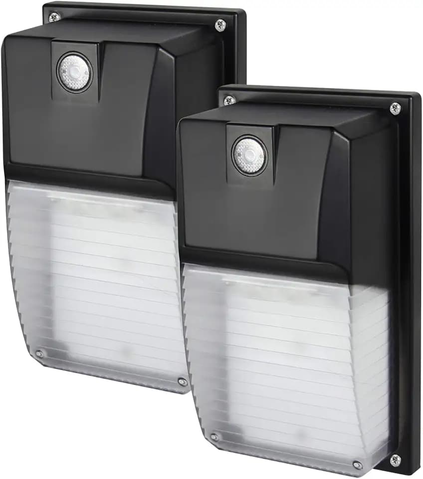 DAKASON LED Wall Pack Photocell Dusk-to-Dawn 18W for Outdoor Porch Lighting 2160 Lumens Replaces 60W HPS/HID Fixture 100-277V, IP65 Waterproof, ETL Listed 2 Pack