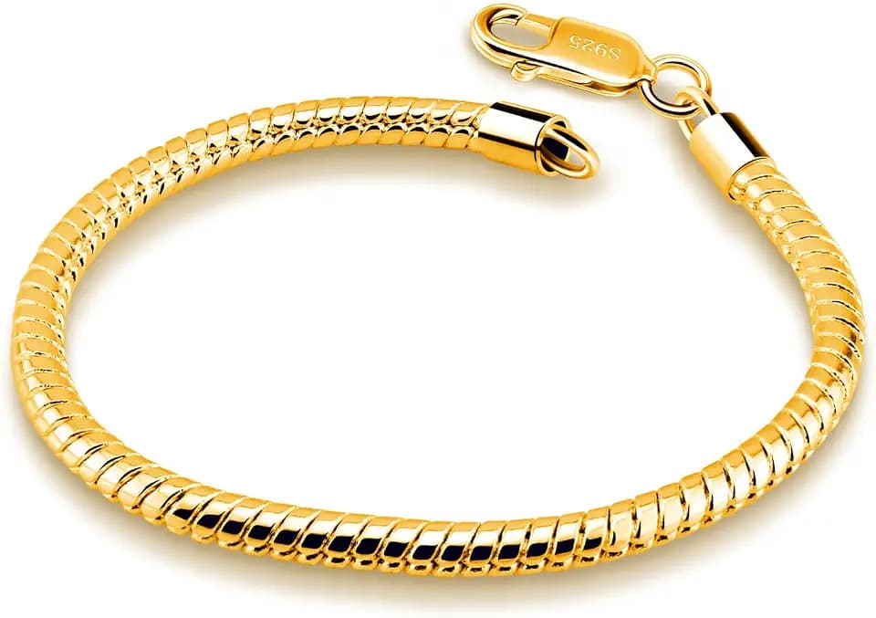Genuine 925 Sterling Silver Bracelet Solid 3-4MM Round Snake Chain Bracelet for Men - Glamour Party Jewelry - Sterling Silver Link Bracelet 6.3-6.7-7-7.5-8-8.5-9-9.5''