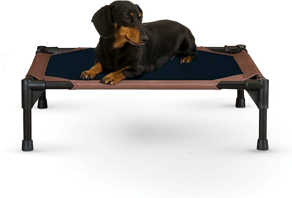 K&H Pet Products Erhöhtes kühlendes Outdoor-Hundebett, tragbares erhöhtes Hundebett, waschbares Netzgewebe, Haustier-Campingausrüstung, robuster Metallrahmen, Katzen-Hängematten-Bett, innen außen,