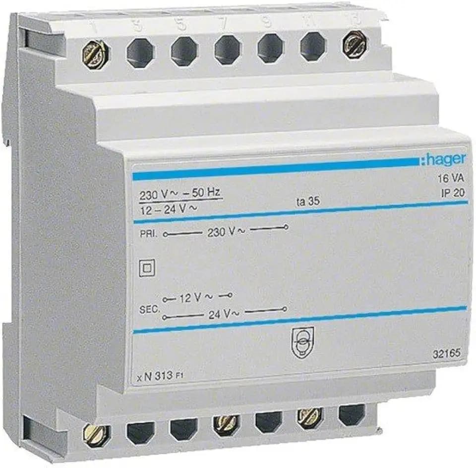 Hager ST313 Sicherheitstrafo 230V/12+24V 16VA 4PLE