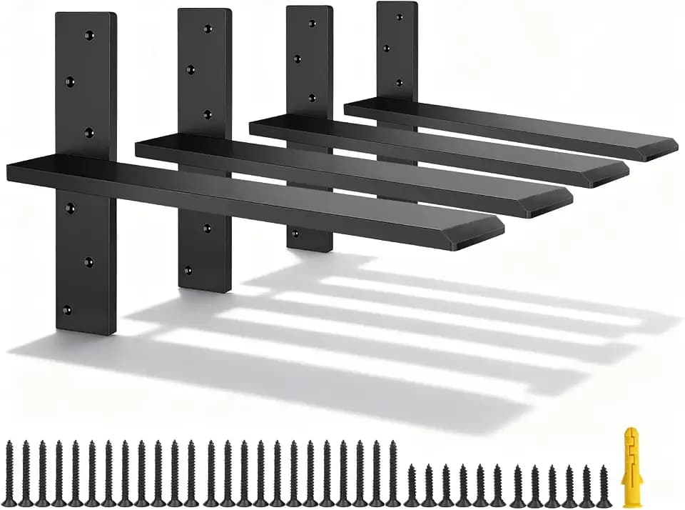 Floating Shelf Bracket Heavy Duty Shelf Brackets 4 Pack Free Hanging Countertop Support Bracket 18" Lx2.5 W Floating Wall Brackets for Cabinets, Granite, Dishwasher, Bench Seats Vanities