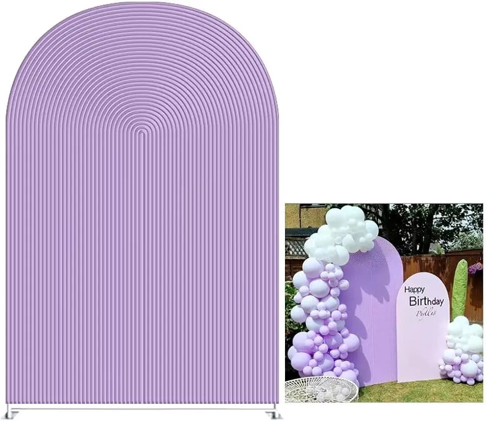 Purple Ripples Arched Frame Fabric Cover for Birthday Partied Double-Sided Stretchy Chiara Backdrops Arched Wall Stands Covers Arch Backdrop Cover 4x7ft