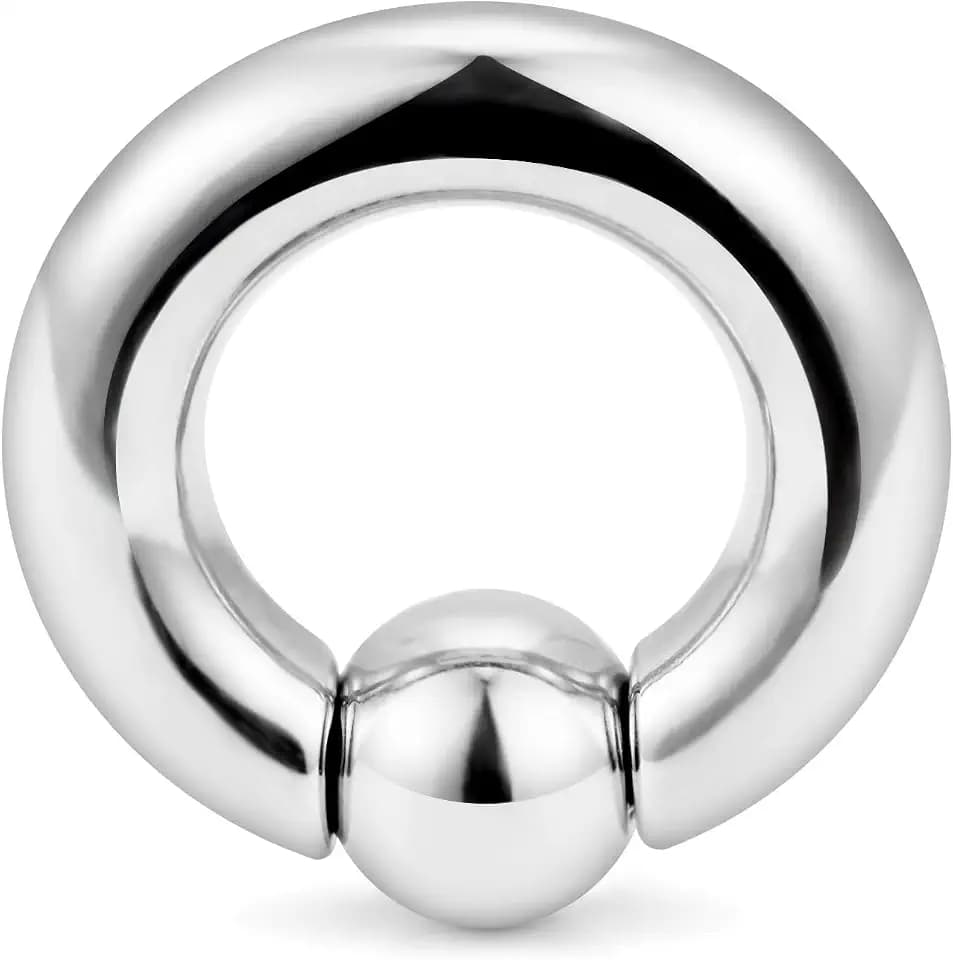 12G 10G 8G 6G 4G 2G 0G 00G Large Septum Rings Gauges Earrings Hoops 316L Surgical Steel Spring Action Captive Bead PA Ring CBR Septum Nose Rings Piercing Jewelry for Women Men