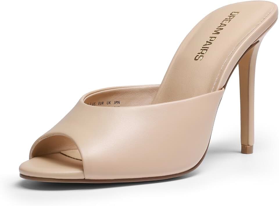 DREAM PAIRS Women's Peep Toe Mule Heel Sandal