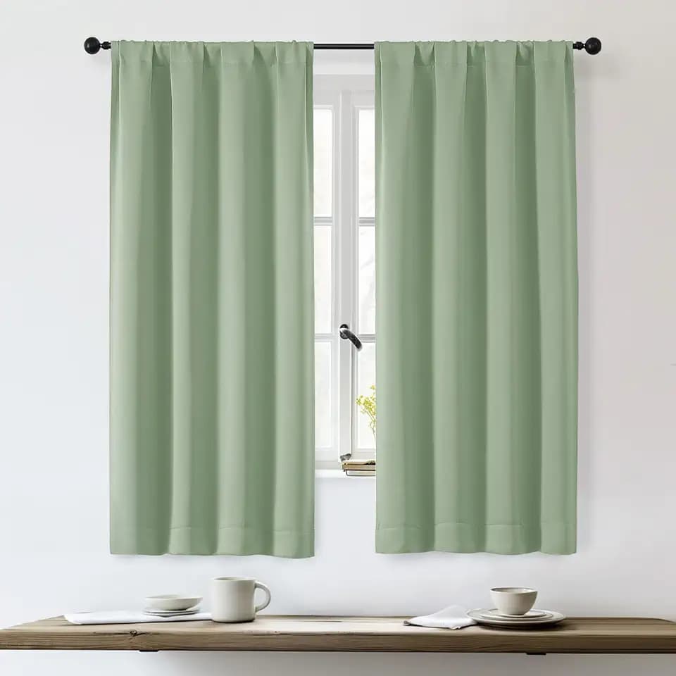 OWENIE Light Green Blackout Curtains for Bedroom 63 Inch 2 Panels Set 40" W
