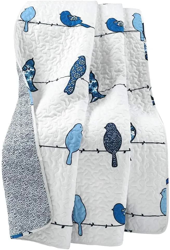 Lush Decor Rowley Birds 16T004831 Überwurfdecke, 152,4 x 127 cm, Marineblau
