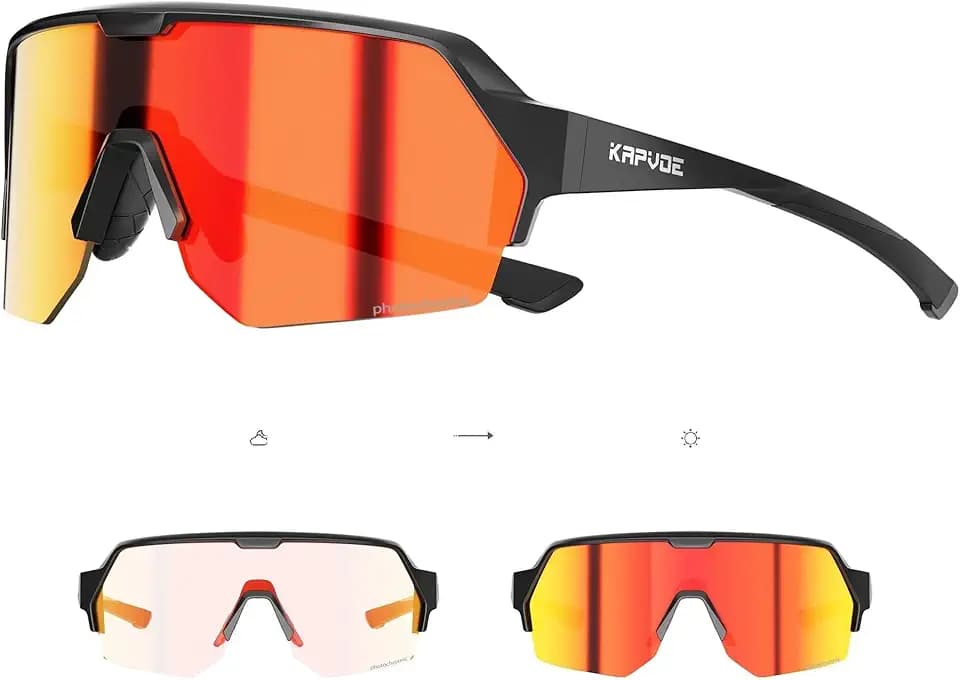 KAPVOE Fahrradbrille SelbsttöNend für Herren Damen Photochrome Radsportbrille Sonnenbrille mit UV400 Schutz Sportbrille für Fahrrad Mtb Unisex K360