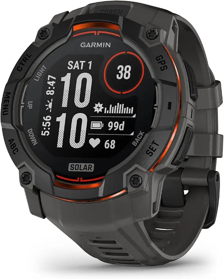 Garmin Instinct® 3 Solar, Rugged GPS Smartwatch, 50mm, Charcoal