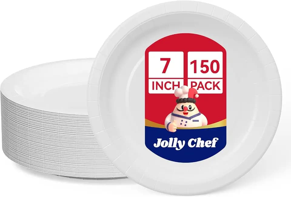 JOLLY CHEF Pappteller 7 Zoll 150 Stück Einwegteller Weiße