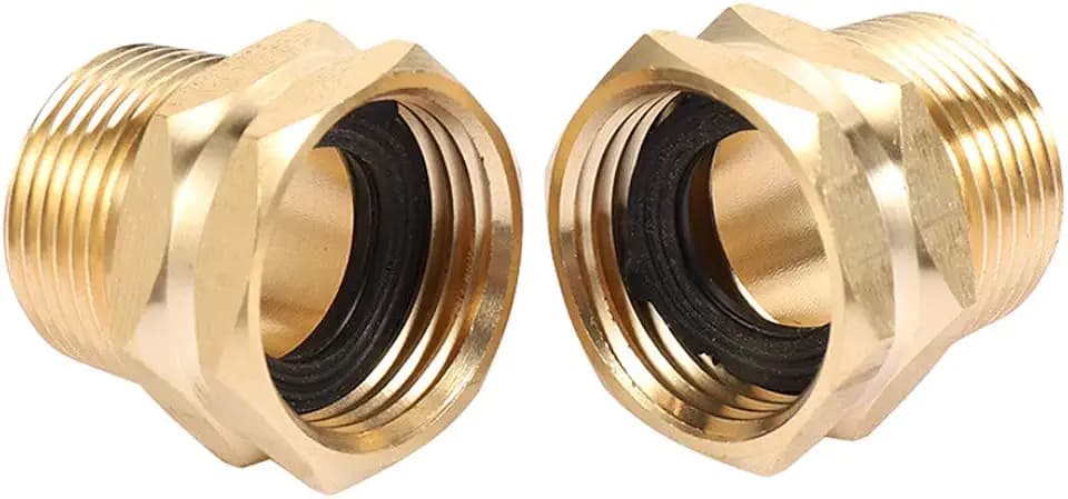 3/4" GHT Female to 3/4" NPT Male Connector, Brass Garden Hose Fitting 2pcs