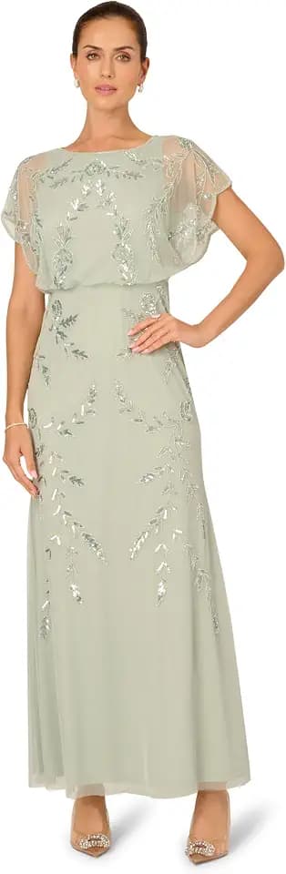 Adrianna Papell Women's Beaded Flutter Blouson Dress
