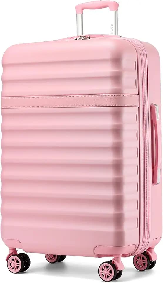 Kono Checked Luggage 28in Expandable Hardside TSA Lock Pink