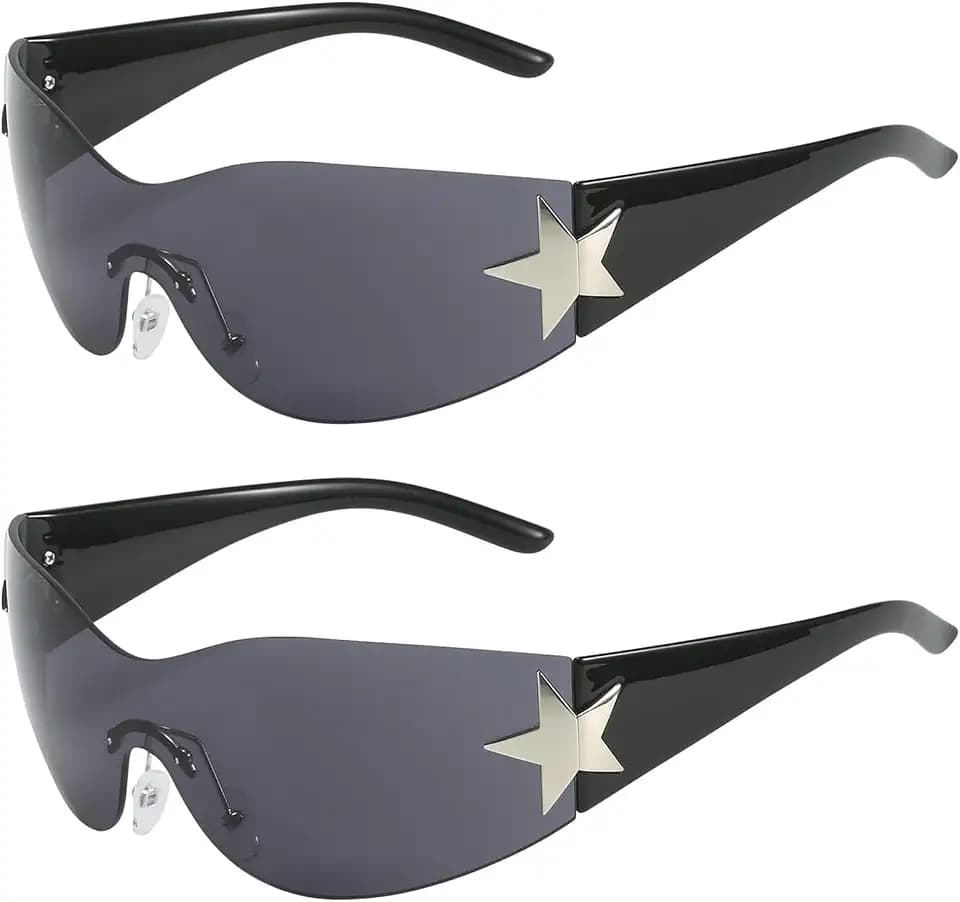 Dollger Trendy Y2K Sunglasses Women Men Wrap Around Rimless Sunglasses Cyber Y2k Fashion 2000 Glasses Shield