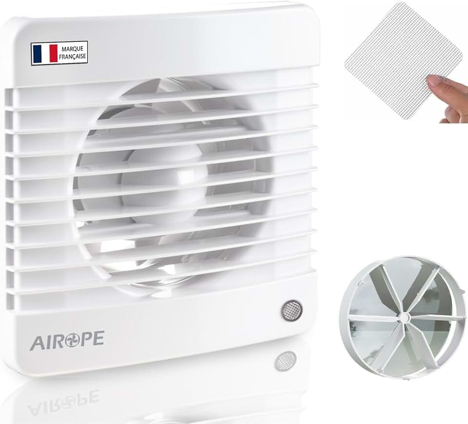 150 mm Abluftventilator mit Rückschlagventil + Integriertes Moskitonetz,Low Wattage,Wandmontage,für Bad,Küche,WC,Büro,Leiser Betrie