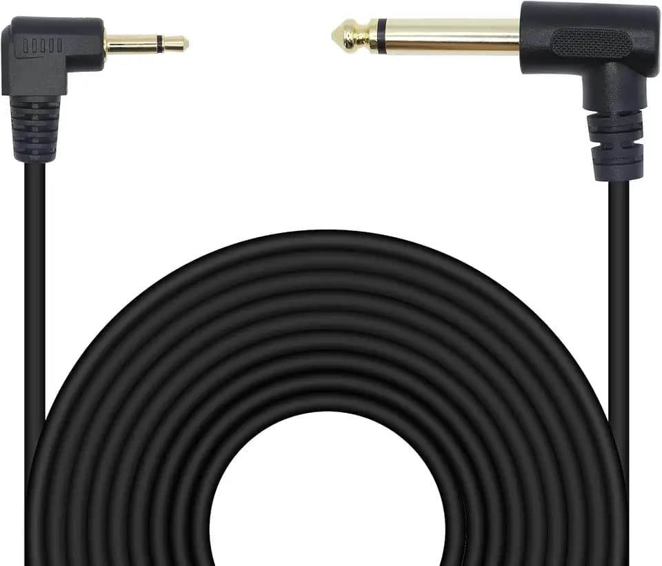90 Degree 1/8 TS to 1/4 TS Cable, Right Angle 3.5mm Mono Male to 1/4 Mono Male Adapter Audio Cable for Guitar, Laptop,Speaker, Amplifiers(117in)