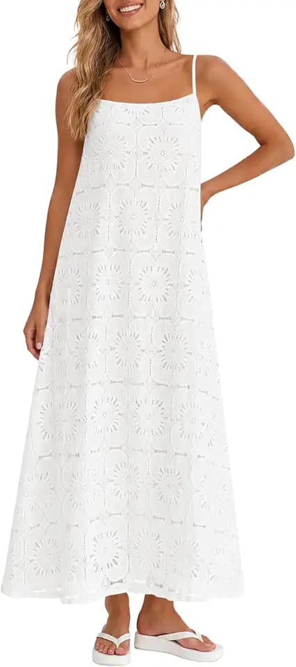 Ammiko Women's Casual Spaghetti Straps Sundress Sleeveless Flowy Floral Boho Dresses Summer Vacation Beach Maxi Dress