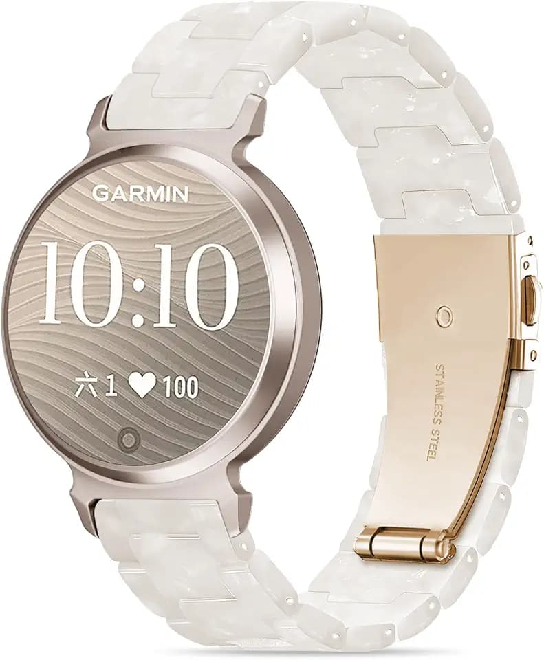 Compatible with Garmin Lily 2 Active Watch Band Resin, 14mm Wristband Bracelet Replacement Strap for Lily 2/2 Classic/2 Active Smart Watch Accessory for Women with Stainless Steel Buckle