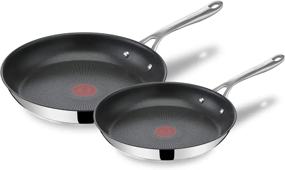 Tefal Jamie Oliver Cook's Direct On Pfannenset 24/28 cm, Bratpfanne Induktion, Antihaft, backofenfest, für alle Herdarten geeignet, genieteter Griff, E304S244