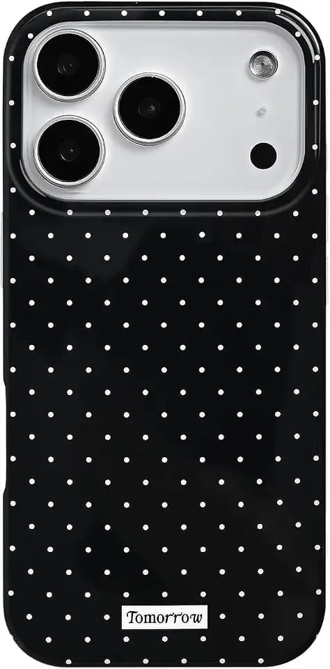 inewateri Compatible for iPhone 17 Pro Case with Cute Fashion Polka Dot Aesthetics Design Simple Cases for Soft TPU Slim Protection Cover-Black