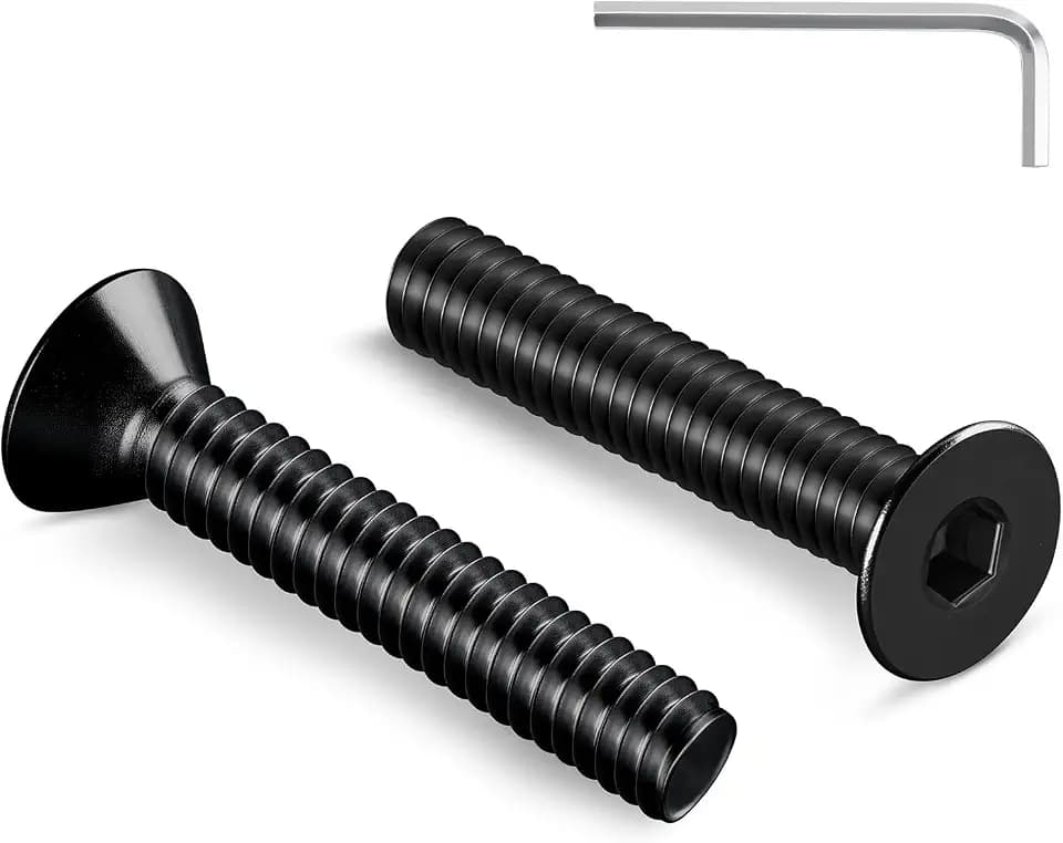 1/4-20 Bolt, 1/4-20 x 2 Inch Flat Socket Head Screws 30Pcs, 304 Stainless Steel 18-8 Countersunk Bolts, Black Zinc Finish, Full Thread, with Hex Spanner