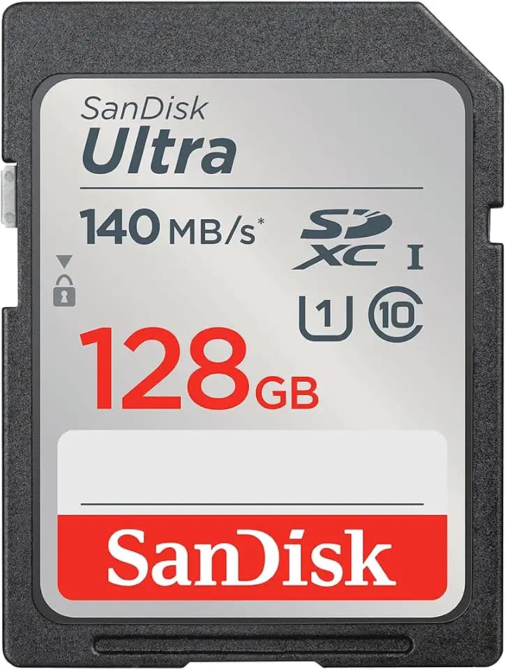 SanDisk 128GB Ultra SDXC UHS-I Memory Card, Up to 140MB/s, C10, U1, Full HD, SD Card, SDSDUNB-128G-GN6IN