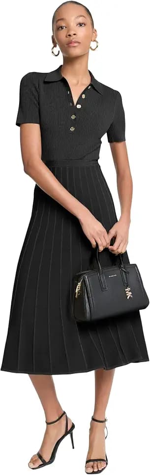Michael Kors Women's Fit and Flare Midi Polo Dress