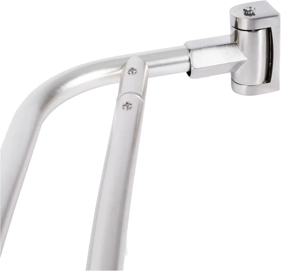 JS Jackson Supplies Double Curved Shower Rod, Metal Construction, Adjustable Between 44 to 70 Inches, Aluminum Rods and Zinc Mounting Hardware, Quality Modern Bathware, Brushed Nickel Finish