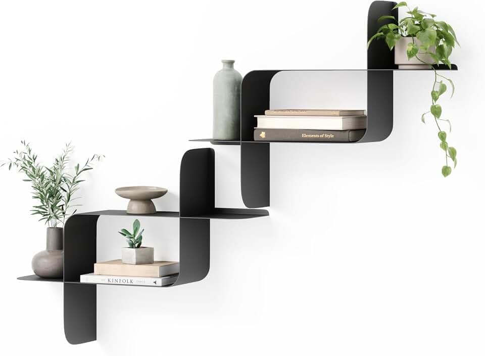 Umbra Montage Wall Shelves, Steel Set of 2, 64x48x16 cm, Black
