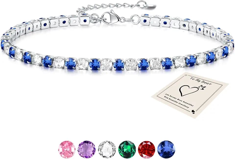 Sfoni Ankle Bracelet for Women, Adjustable Slider Anklet Sparkling Cubic Zirconia Summer Ankle Chain Anniversary Birthday Graduation Jewelry Gift for Women Men with Gift Card & Box